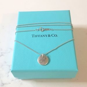 Tiffany & Co.  Letter A Initial Circle Disc Notes Bead Silver Necklace 18".